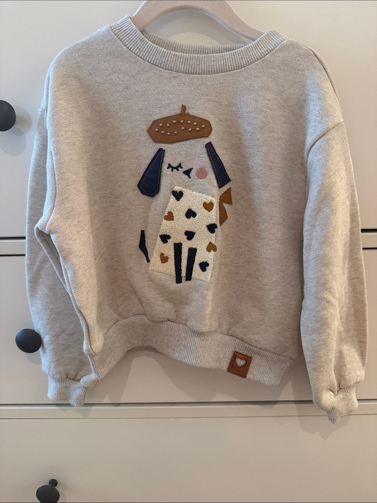 Mayoral Other - NWT Mayoral Tan Graphic Dog Appliqué Crewneck Sweater with Shimmer in the Fabric